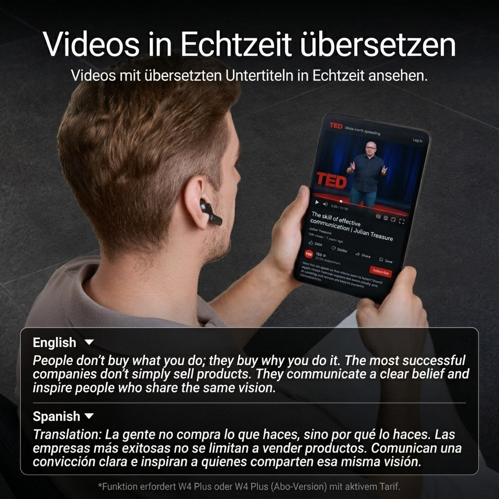 W4 Plus KI-Dolmetscher-Ohrhörer